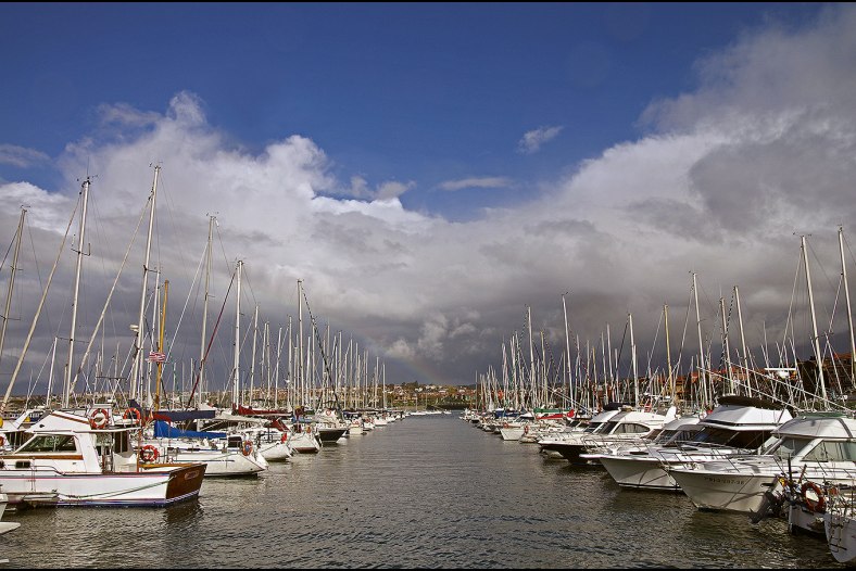 Marina with rainbow